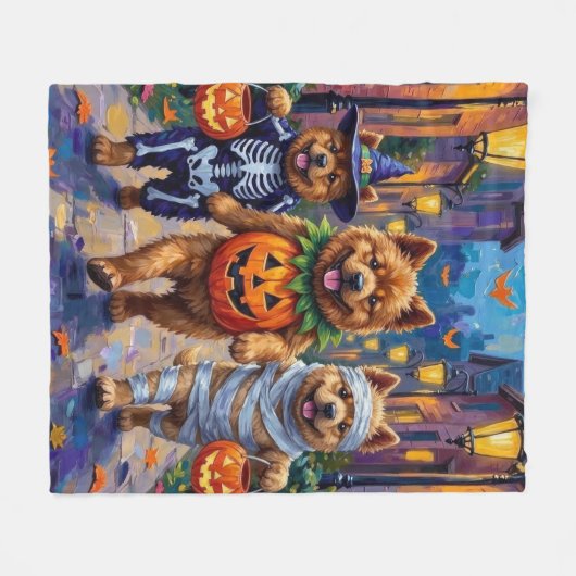 Couverture Polaire Chiens de Chow Chow Trick or Treating Halloween Co (Devant (Horizontal))