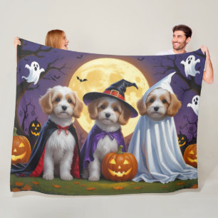 Couverture Polaire Chiens de Coton De Tulear Citrouille Halloween Fun
