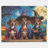 Couverture Polaire Chiens de Dachshund Citrouille Halloween drôle (Devant (Horizontal))