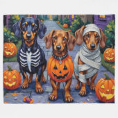 Couverture Polaire Chiens de Dachshund Trick-or-Treating en Halloween (Devant (Horizontal))