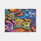Couverture Polaire Chiens de dessin animé abstraits complètement cool (Devant (Horizontal))