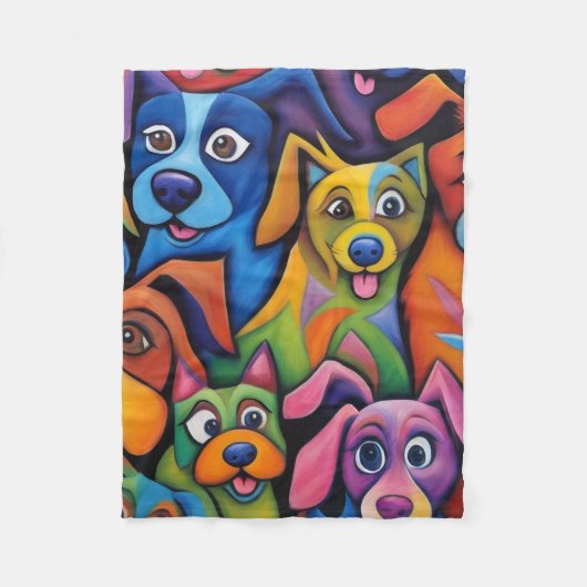 Couverture Polaire Chiens de dessin animé abstraits complètement cool (Devant)