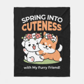 Couverture Polaire Chiens de jeu avec Flower Crowns - Fun Spring Them (Devant)