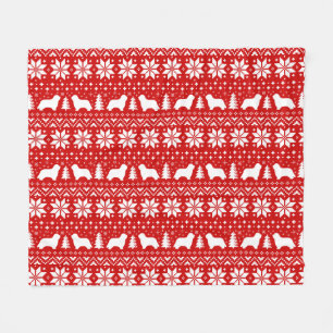 Couverture Polaire Chiens de Noël Collie Silhouettes Portés Motif de
