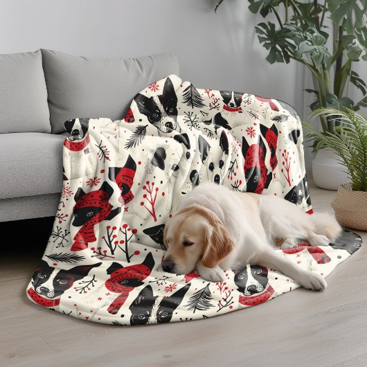 Couverture Polaire Chiens de Noël colorés Motif