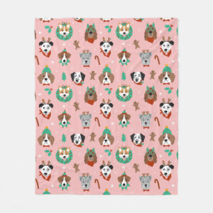 Couverture Polaire Chiens de Noël en Accessoires de vacances Motif