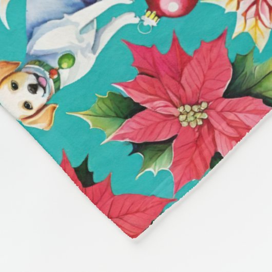 Couverture Polaire Chiens de Noël et Festive de Noël Holly (Coin)