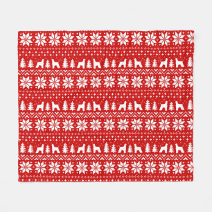 Couverture Polaire Chiens de Noël Motif de Noël des silhouettes afgha