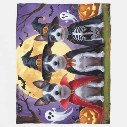 Couverture Polaire Chiens de Rat Terrier Citrouille Halloween Funny (Devant)