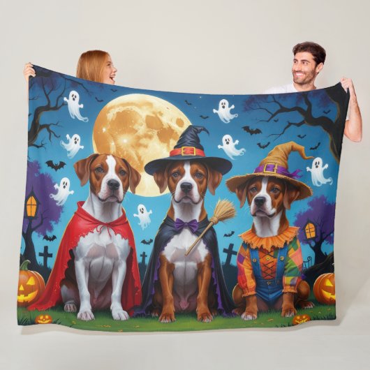 Couverture Polaire Chiens de Rhodesian Ridgeback Citrouille Halloween (En situation)