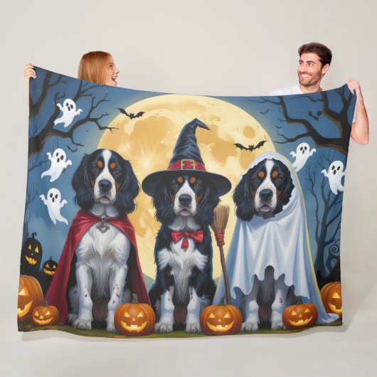 Couverture Polaire Chiens de Setter anglais Citrouille Halloween Funn (En situation)