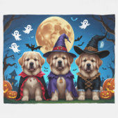 Couverture Polaire Chiens de Terre-Neuve Citrouille Halloween Funny (Devant (Horizontal))