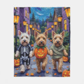 Couverture Polaire Chiens De Terrier Roue En Cotumes D'Halloween (Devant)
