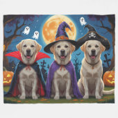 Couverture Polaire Chiens du Labrador Citrouille Halloween Funny (Devant (Horizontal))