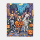 Couverture Polaire Chiens en taureaux en costumes d'Halloween (Devant)