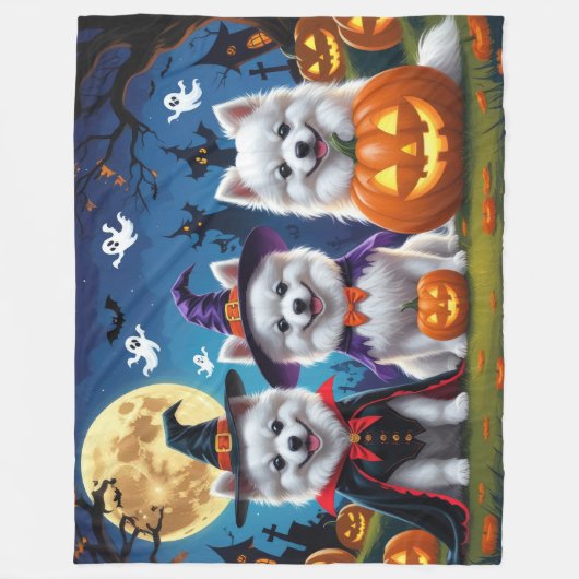 Couverture Polaire Chiens Esquimaux Américains Citrouille Halloween D (Devant)