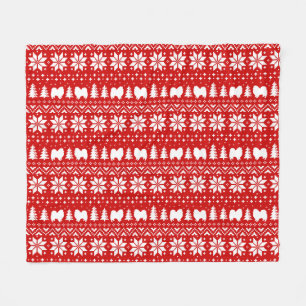Couverture Polaire Chiens Esquimaux Américains Motif de Noël Rouge