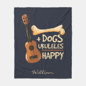 Couverture Polaire Chiens et Ukulele me rendent heureux (Devant)