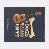 Couverture Polaire Chiens et Ukulele me rendent heureux (Devant (Horizontal))