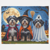 Couverture Polaire Chiens Havanais Citrouille Halloween drôle (Devant (Horizontal))