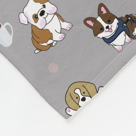 Couverture Polaire Chiens illustrés arrière - plan (Coin)