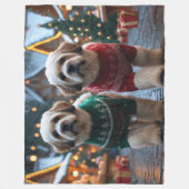 Couverture Polaire Chiens Lhasa Apso Noël Neige Vacances (Devant)