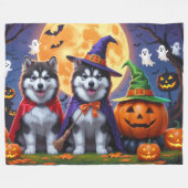 Couverture Polaire Chiens malamuts de l'Alaska Citrouille Halloween d (Devant (Horizontal))