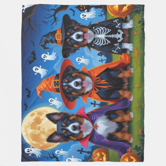 Couverture Polaire Chiens Malinois belges Citrouille Halloween Funny (Devant)