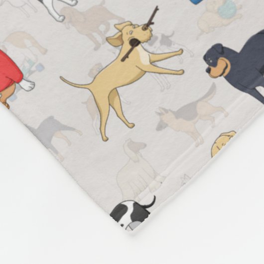 Couverture Polaire Chiens mignons Design Motif Blanc (Coin)