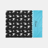 Couverture Polaire Chiens noirs Papillon de nom personnalisé (Devant (Horizontal))