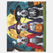 Couverture Polaire Chiens Pitbull Citrouille Halloween Drôle (Devant)