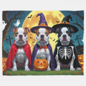 Couverture Polaire Chiens Pitbull Citrouille Halloween Drôle (Devant (Horizontal))
