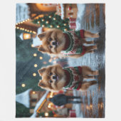 Couverture Polaire Chiens Poméraniens Noël Neige Vacances (Devant)