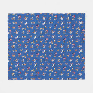 Couverture Polaire CHIENS POUR LA DÉMOCRATIE Bleu patriotique