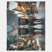Couverture Polaire Chiens Rottweiler Noël Neige Fêtes  (Devant)