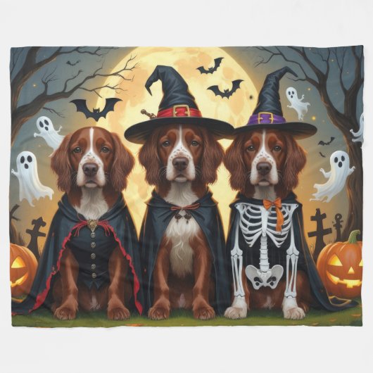 Couverture Polaire Chiens rouges irlandais Citrouille Halloween Funny (Devant (Horizontal))