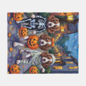 Couverture Polaire Chiens Springer Spaniel en costumes d'Halloween (Devant (Horizontal))