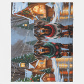 Couverture Polaire Chiens teckel Noël Neige Fêtes (Devant)