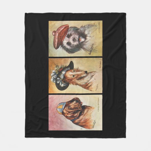 Couverture Polaire Chiens, triptyque de dessin animé (Devant)