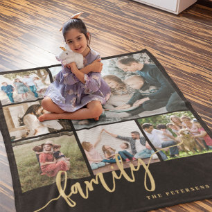 Couverture Polaire Chiffre de la famille de collage photo moderne