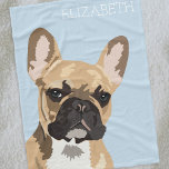Couverture Polaire Chiffre de taureau français | Nom du français mign<br><div class="desc">Pop art inspiré français tordog flece couverture avec un faux chien rouge frenchie sur un arrière - plan bleu pastel,  qui peut être changée en n'importe quelle couleur,  personnalisez cette couverture animale avec votre nom.</div>
