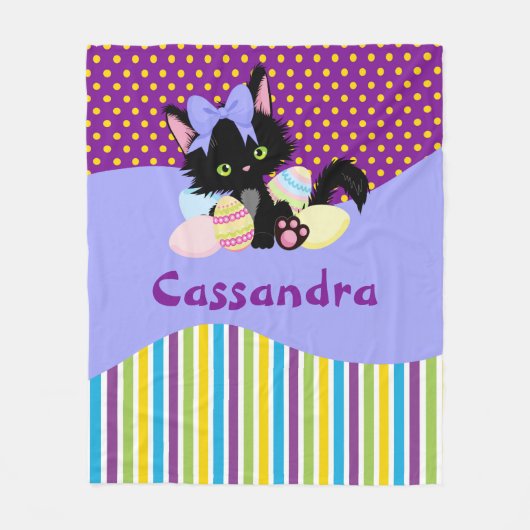 Couverture Polaire Chiffre noir de dix-huit Oeufs de Pâques Points et (Devant)