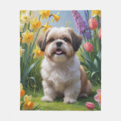 Couverture Polaire Chih Tzu Fleurs de printemps de Chien Peinture (Devant)