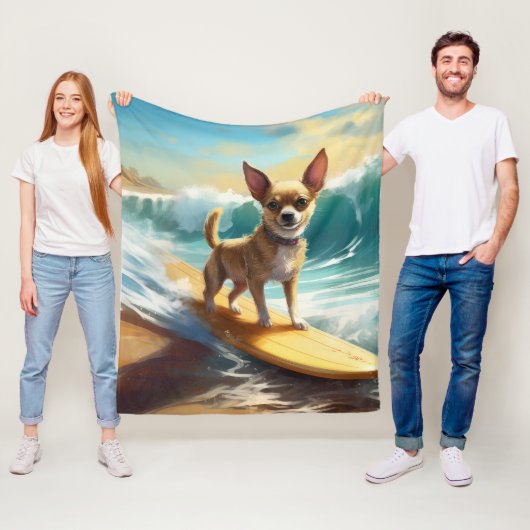 Couverture Polaire Chihuahua Beach Surf Peinture (En situation)