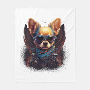 Couverture Polaire Chihuahua Biker Motorcyle Riding Chien Papa