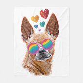 Couverture Polaire Chihuahua Chien avec Coeurs Saint Valentin (Devant)