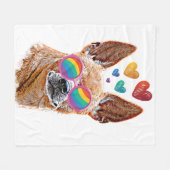 Couverture Polaire Chihuahua Chien avec Coeurs Saint Valentin (Devant (Horizontal))