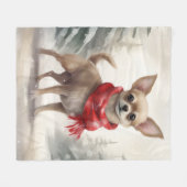 Couverture Polaire Chihuahua Chien dans Noël de neige (Devant (Horizontal))