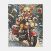Couverture Polaire Chihuahua Chien équitation moto Noël (Devant)