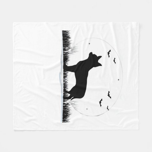 Couverture Polaire Chihuahua Chien - Halloween Moon Silhouette Classi (Devant (Horizontal))